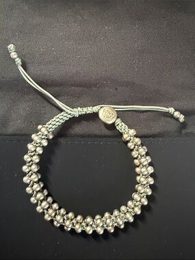 Blink & Co Handcrafted Silver Bead Macramé Bracelet - Sage